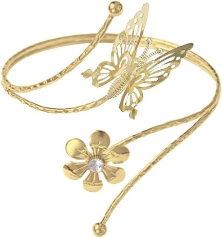 Upper Arm Bracelet Band Cuff Bangle Coil Bracelet butterfly flower Gold Armband Boho Jewelry for Women in Kuwait