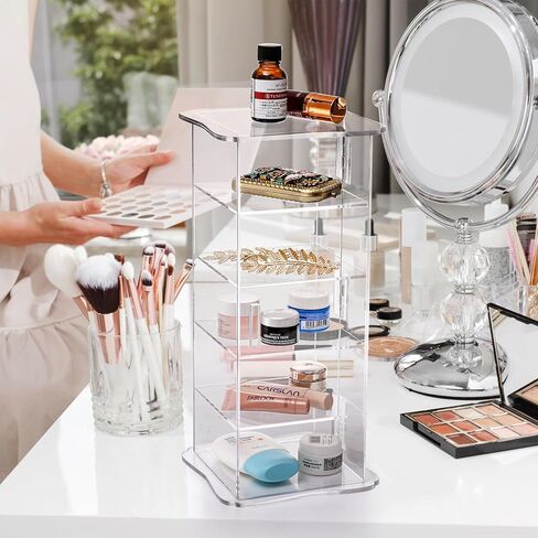 منظم حزام أكريليك من 5 طبقات من ZENFUN، صندوق تخزين مربع قابل للتكديس، صندوق عرض شفاف، منظم للساعة، وإكسسوارات الشعر، والمجوهرات، والخزانة والأدراج in Kuwait