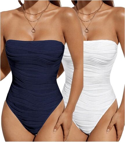 Milumia Women's 2 Piece Bodysuits Solid Strapless Textured Tube Top Bodysuit in Saudi Arabia