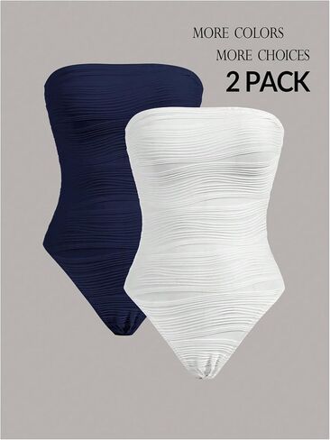Milumia Women's 2 Piece Bodysuits Solid Strapless Textured Tube Top Bodysuit in Saudi Arabia