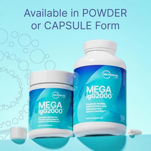 Microbiome Labs Mega IgG2000 - صحة الأمعاء + دعم التخلص من السموم مع تركيز الغلوبين المناعي - بديل اللبأ الخالي من اللاكتوز ومنتجات الألبان لصحة الجهاز الهضمي (120 كبسولة) in Kuwait