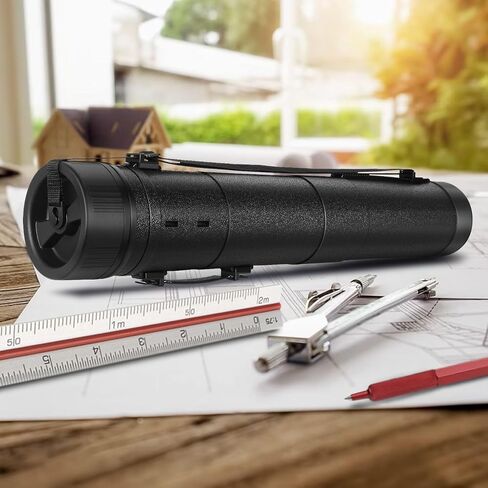 ملصق Flexzion، فن، أنبوب مستندات مع حزام، حاوية بلاستيكية مقاومة للماء قابلة للتوسيع، حقيبة تخزين أسطوانية متداخلة، حامل ورق محمول لمخطط رسم مسودة، 3.5 معرف. × 30-54 in Saudi Arabia