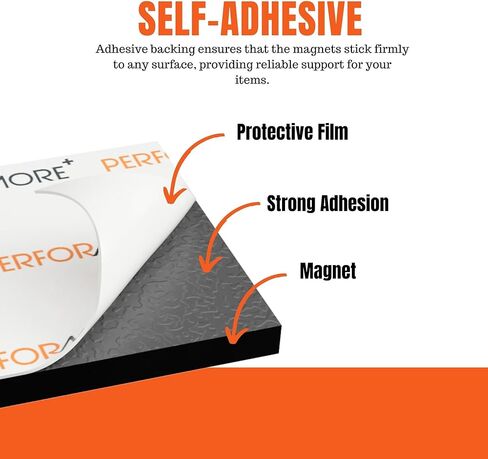 Performore Magnetic Squares, 20 x 20 x 2mm Magnet Adhesive Squares, 120 Pieces of Square Magnets with 3M Self Adhesive Backing, 4 Sheets, Ideal for White Boards, Art Projects, Fridge Organization in Saudi Arabia