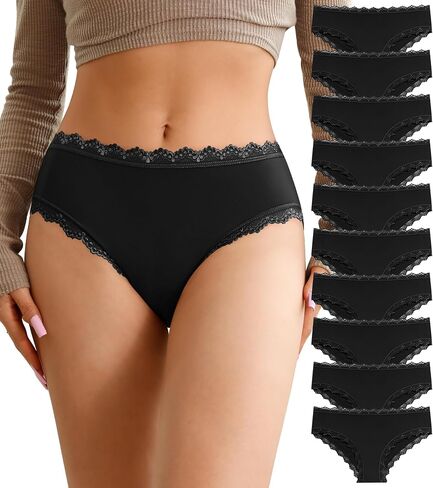 Eiggam Lace Underwear for Women Sexy Seamless Cheeky Underwear for Women Smooth Bikini Panties Stretch Women Underwear Pack in Saudi Arabia