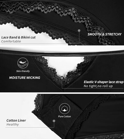 Eiggam Lace Underwear for Women Sexy Seamless Cheeky Underwear for Women Smooth Bikini Panties Stretch Women Underwear Pack in Saudi Arabia