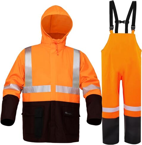 Rain Suit For Men Waterproof Heavy Duty Rain Gear Outdoor All-Sport Work Fishing Jacket & Trouser Raincoats in Saudi Arabia
