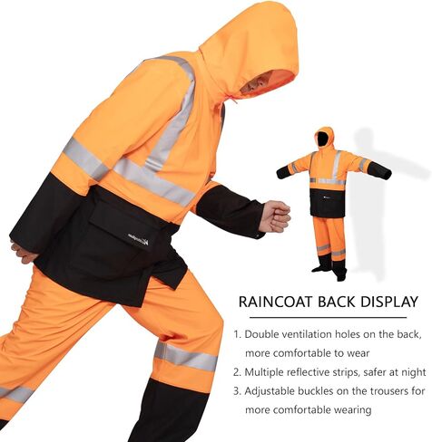 Rain Suit For Men Waterproof Heavy Duty Rain Gear Outdoor All-Sport Work Fishing Jacket & Trouser Raincoats in Saudi Arabia