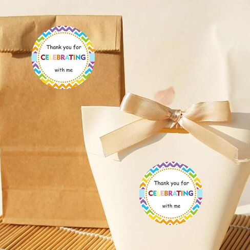 joycraft 60Pcs Thank You for Celebrating with Me Stickers, 2 inch Thank You Gift Stickers, Colorful Wave Stickers, Thank You Stickers for Birthday, Graduation, Party Favor in Saudi Arabia