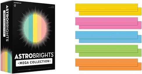Astrobrights Mega Collection, Colored Cardstock, Punchy Pastel 5-Color Assortment, 320 Sheets, 65 lb./176 gsm, 8.5" x 11" - MORE SHEETS! (91780) in Saudi Arabia
