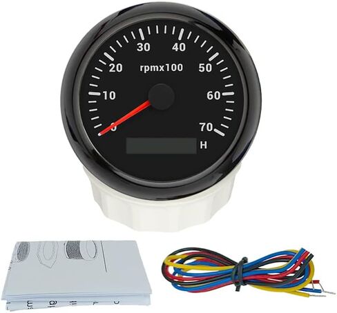 ELING 3 3/8 ''مقياس سرعة دوران محرك الديزل 4000 دورة في الدقيقة مع عداد ساعة 12 فولت 24 فولت مع 8 ألوان خلفية لسفن RV ATV in Kuwait