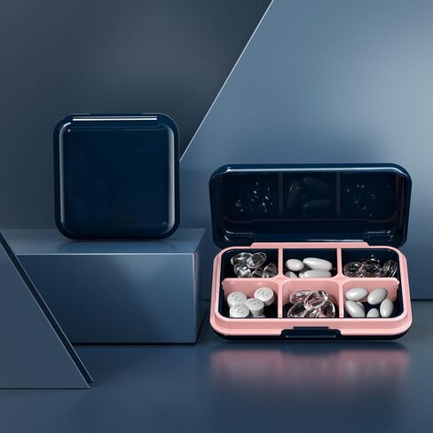 Small Pill Box Waterproof Travel Pill Case Portable Daily Pill Container Pill Holder for Purse 4 Compartments Pocket Compact Medicine Organizer for Vitamin,Fish Oils,Supplements,Medication in Kuwait