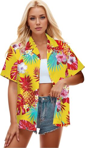 Cromoncent Mommy and Me Matching Hawaiian Outfits Girls & Womens Hawaiian Shirts Tropical Button Down Shirts in Saudi Arabia