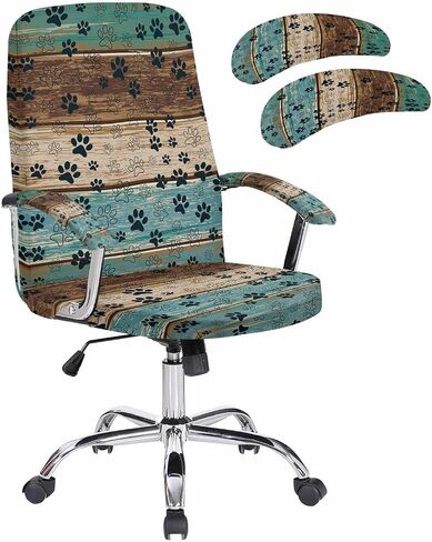 Sage Green Office Chair Cover with Armrest Covers & Zipper, Farmhouse Sage Green Decor Spandex Computer Chair Covers, Universal Rotating Desk Chair Slipcovers Protector, L in Saudi Arabia