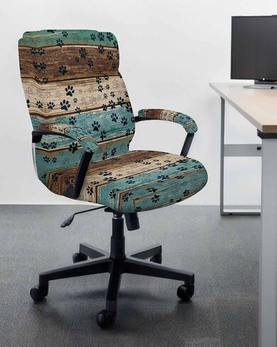 Sage Green Office Chair Cover with Armrest Covers & Zipper, Farmhouse Sage Green Decor Spandex Computer Chair Covers, Universal Rotating Desk Chair Slipcovers Protector, L in Saudi Arabia