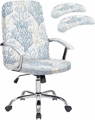 Sage Green Office Chair Cover with Armrest Covers & Zipper, Farmhouse Sage Green Decor Spandex Computer Chair Covers, Universal Rotating Desk Chair Slipcovers Protector, L in Saudi Arabia