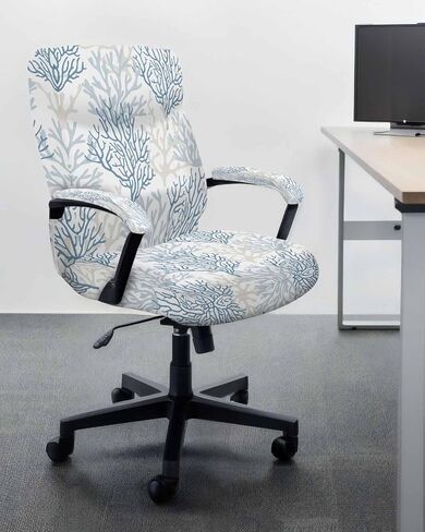 Sage Green Office Chair Cover with Armrest Covers & Zipper, Farmhouse Sage Green Decor Spandex Computer Chair Covers, Universal Rotating Desk Chair Slipcovers Protector, L in Saudi Arabia