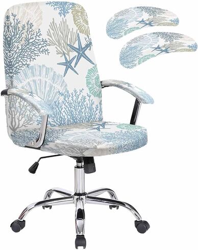 Sage Green Office Chair Cover with Armrest Covers & Zipper, Farmhouse Sage Green Decor Spandex Computer Chair Covers, Universal Rotating Desk Chair Slipcovers Protector, L in Saudi Arabia