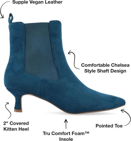 Journee Collection Womens Medium and Wide Width Tenlee Tru Comfort Foam Pull On Chelsea Kitten Heel Bootie in Saudi Arabia