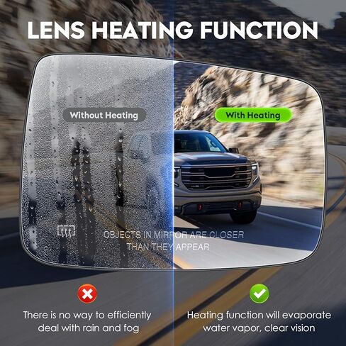 Passenger Right Side View Heated Mirror Glass with Backing Plate Compatible with 2010 Dodge Ram 1500 2500, 2011-2018 Ram 1500 2500, Replace for 68079363AA 68050299AA in Kuwait