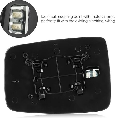 Passenger Right Side View Heated Mirror Glass with Backing Plate Compatible with 2010 Dodge Ram 1500 2500, 2011-2018 Ram 1500 2500, Replace for 68079363AA 68050299AA in Kuwait