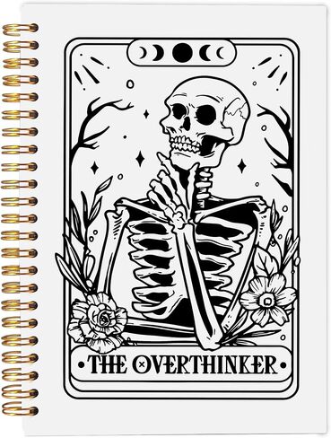 the Overthinker Tarot Card Notebook Journal, Gothic Goth Skull Notebook Journal, Witchy Journal, Goth Office Supplies, Witchy Stuff Spiral Notebook 5.5x8.3 in Saudi Arabia