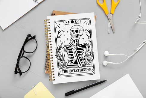 the Overthinker Tarot Card Notebook Journal, Gothic Goth Skull Notebook Journal, Witchy Journal, Goth Office Supplies, Witchy Stuff Spiral Notebook 5.5x8.3 in Saudi Arabia