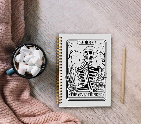 the Overthinker Tarot Card Notebook Journal, Gothic Goth Skull Notebook Journal, Witchy Journal, Goth Office Supplies, Witchy Stuff Spiral Notebook 5.5x8.3 in Saudi Arabia