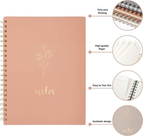 EOOUT 3 Pack Aesthetic Spiral Notebook Journals for Women, 8.5" x 11" Cute College Ruled Notebook 160 Pages, Office School Supplies Gifts in Saudi Arabia