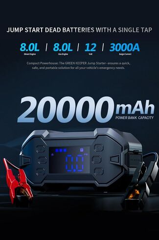 Portable Jump Starter 2000A: Car Battery Jumper 12V Battery Jumper Starter for 7.0L Gas & 6.5L Diesel Jump Start Battery Pack Multiple Emergency Kit with LED & Safety Protection with DC 12V/6A Output in Saudi Arabia