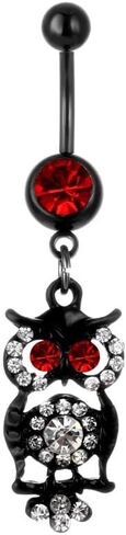 Black Belly Button Rings 14G - 3 Pcs Barbell Piercing Jewelry Stainless Steel, Spider Red Zircon Dangle Navel Belly Piercing for Women and Men in Saudi Arabia