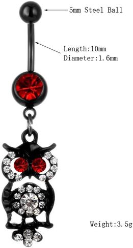 Black Belly Button Rings 14G - 3 Pcs Barbell Piercing Jewelry Stainless Steel, Spider Red Zircon Dangle Navel Belly Piercing for Women and Men in Saudi Arabia
