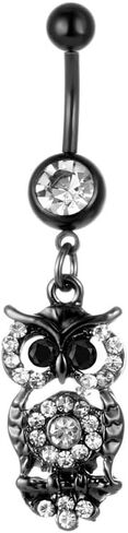 Black Belly Button Rings 14G - 3 Pcs Barbell Piercing Jewelry Stainless Steel, Spider Red Zircon Dangle Navel Belly Piercing for Women and Men in Saudi Arabia