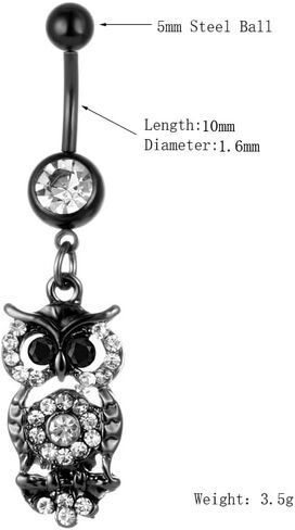Black Belly Button Rings 14G - 3 Pcs Barbell Piercing Jewelry Stainless Steel, Spider Red Zircon Dangle Navel Belly Piercing for Women and Men in Saudi Arabia