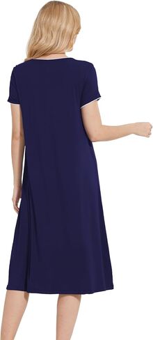 GYS Women's Nightgown Short Sleeve Sleepwear Soft Sleepshirts Comfy Sleep Dress, Viscose Made from Bamboo in Saudi Arabia