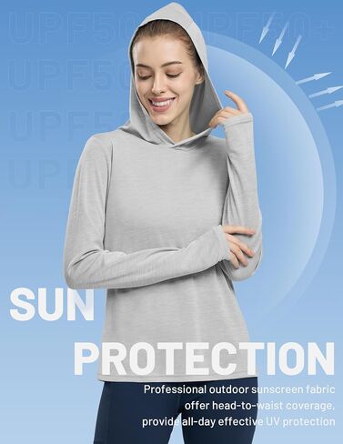 MIER Women's UPF 50+ Sun Protection Hoodie SPF Long Sleeve UV Shirts for Hiking Fishing Running Outdoor, Lightweight in Saudi Arabia