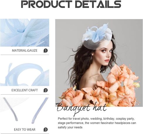 FRCOLOR Fascinators Hat Derby Wedding Flower Cocktail Mesh Hair Clip Women Plumage Fascinator Hat Tea Party Headwear in Saudi Arabia