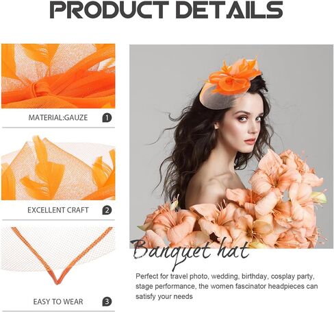 FRCOLOR Fascinators Hat Derby Wedding Flower Cocktail Mesh Hair Clip Women Plumage Fascinator Hat Tea Party Headwear in Saudi Arabia