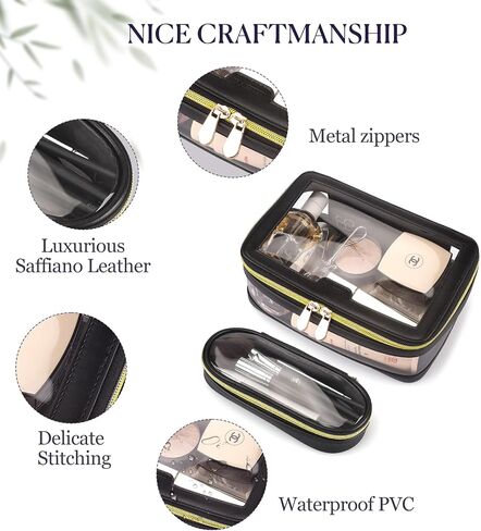 Clear Makeup Bag Clear Cosmetic Bag Large Toiletry Bag With Zipper Double Sided Travel Makeup Bag For Women Waterproof Clear Toiletry Bag in Saudi Arabia