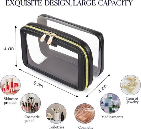 Clear Makeup Bag Clear Cosmetic Bag Large Toiletry Bag With Zipper Double Sided Travel Makeup Bag For Women Waterproof Clear Toiletry Bag in Saudi Arabia