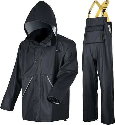 ملابس خارجية للعمل للرجال - بدلة مطر احترافية مع سترة مطاطية وسروال مريلة لتوفير أقصى درجات الأمان والراحة in Kuwait