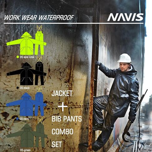ملابس خارجية للعمل للرجال - بدلة مطر احترافية مع سترة مطاطية وسروال مريلة لتوفير أقصى درجات الأمان والراحة in Kuwait