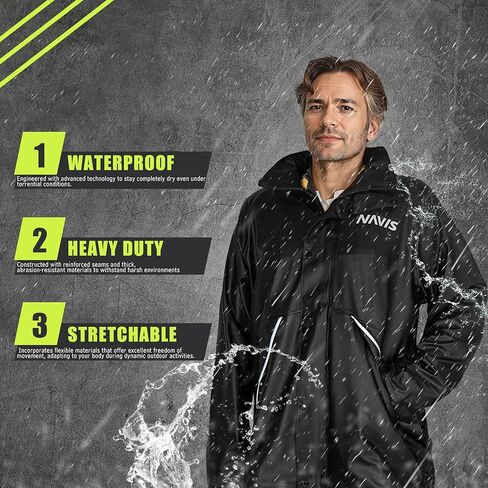 ملابس خارجية للعمل للرجال - بدلة مطر احترافية مع سترة مطاطية وسروال مريلة لتوفير أقصى درجات الأمان والراحة in Kuwait