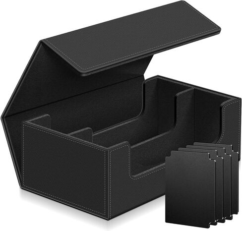 Homthy 1800+ Card Deck Case for Trading Cards, Leather Magnetic Closure Commander Card Storage Box Magic Card Protectors Fit for MTG TCG and Sport Cards in Kuwait