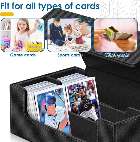 Homthy 1800+ Card Deck Case for Trading Cards, Leather Magnetic Closure Commander Card Storage Box Magic Card Protectors Fit for MTG TCG and Sport Cards in Kuwait