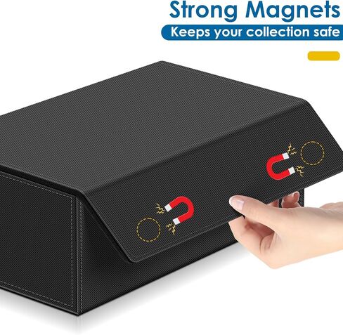 Homthy 1800+ Card Deck Case for Trading Cards, Leather Magnetic Closure Commander Card Storage Box Magic Card Protectors Fit for MTG TCG and Sport Cards in Kuwait
