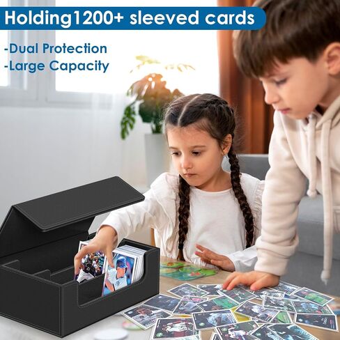 Homthy 1800+ Card Deck Case for Trading Cards, Leather Magnetic Closure Commander Card Storage Box Magic Card Protectors Fit for MTG TCG and Sport Cards in Kuwait