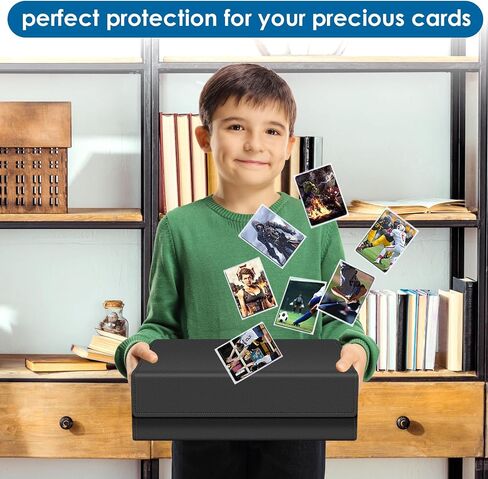Homthy 1800+ Card Deck Case for Trading Cards, Leather Magnetic Closure Commander Card Storage Box Magic Card Protectors Fit for MTG TCG and Sport Cards in Kuwait