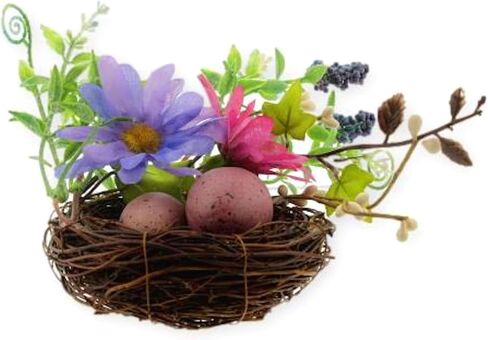 عش الطيور والبيض من مجموعة ذا بريدج مقاس 4 بوصات - ديكورات الأزهار - عش الطيور المزخرف بالزهور - ديكور المنزل الزهري in Saudi Arabia