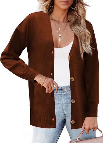 Zeagoo Women's Oversized Button Cardigan Sweaters 2024 Fall Open Front Lightweight Cardigans V Neck Loose Knit Outwear in Saudi Arabia