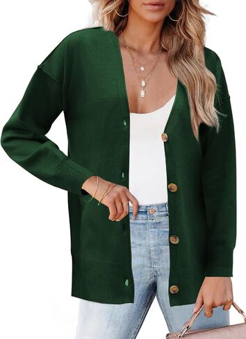 Zeagoo Women's Oversized Button Cardigan Sweaters 2024 Fall Open Front Lightweight Cardigans V Neck Loose Knit Outwear in Saudi Arabia